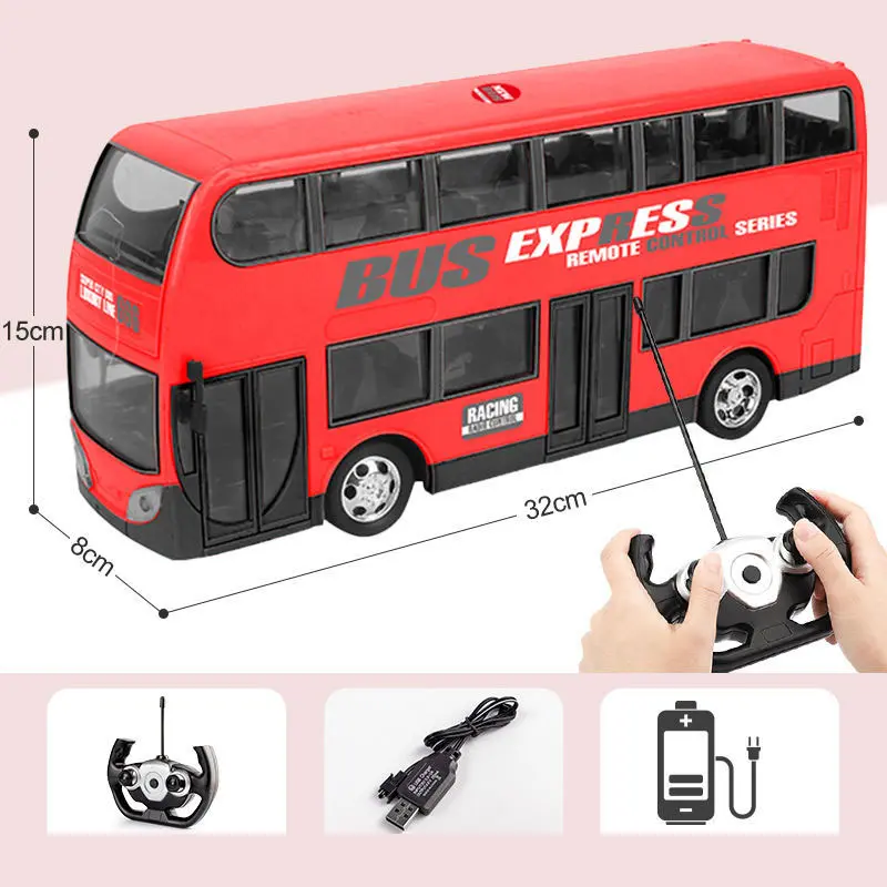 RC Bus 2.4G Remote Control Car Double-decker Stretch Electric Bus 3km/h With LED Sound RC Electronic Vehicle Toy Kids Boy Gift