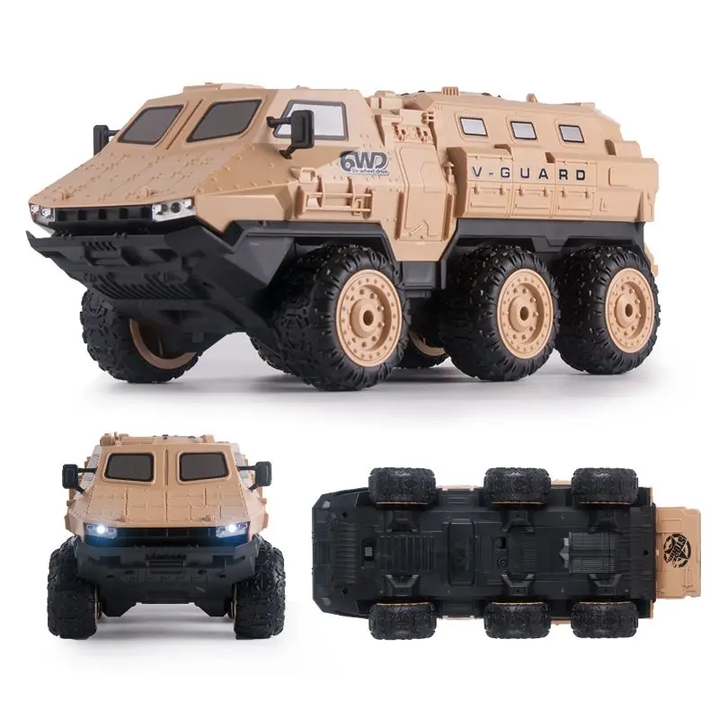 Remote Control Car 1/16 6WD Military RC Truck High Speed RC Army Armored Car With LED Off-Road Climbing Vehicles Model Kids Toy
