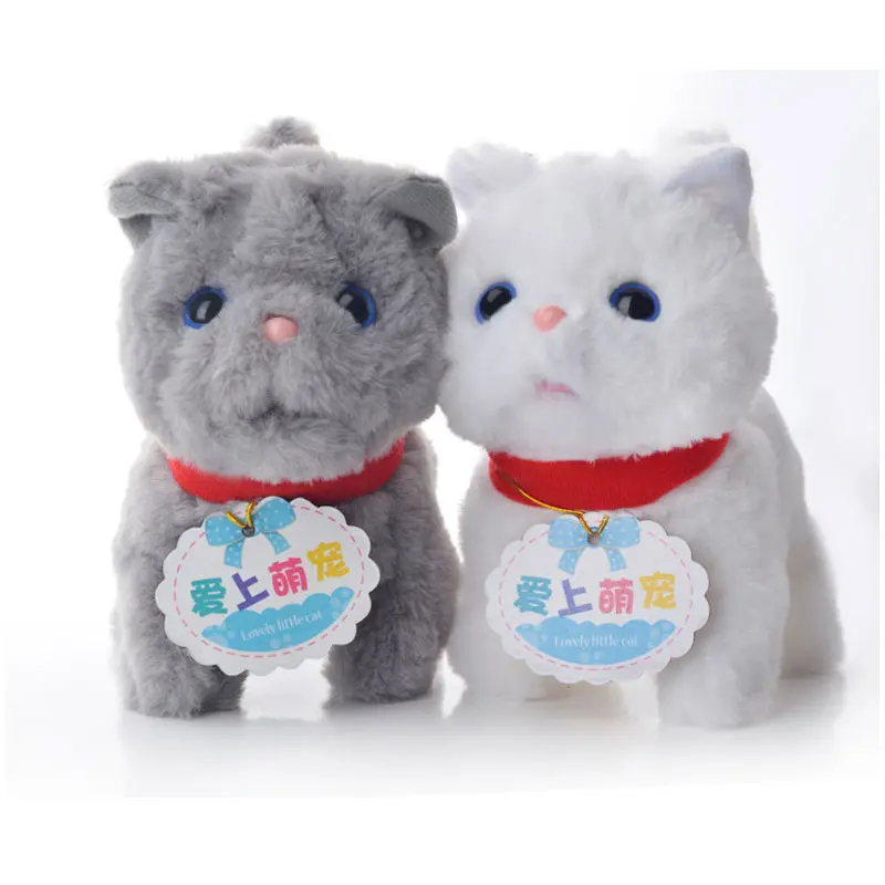 Robot Cat Toys Running Walking Wag Tail Electronic Plush Animal Miaowing Electric Kitty Pet Toy For Children Birthday Gifts
