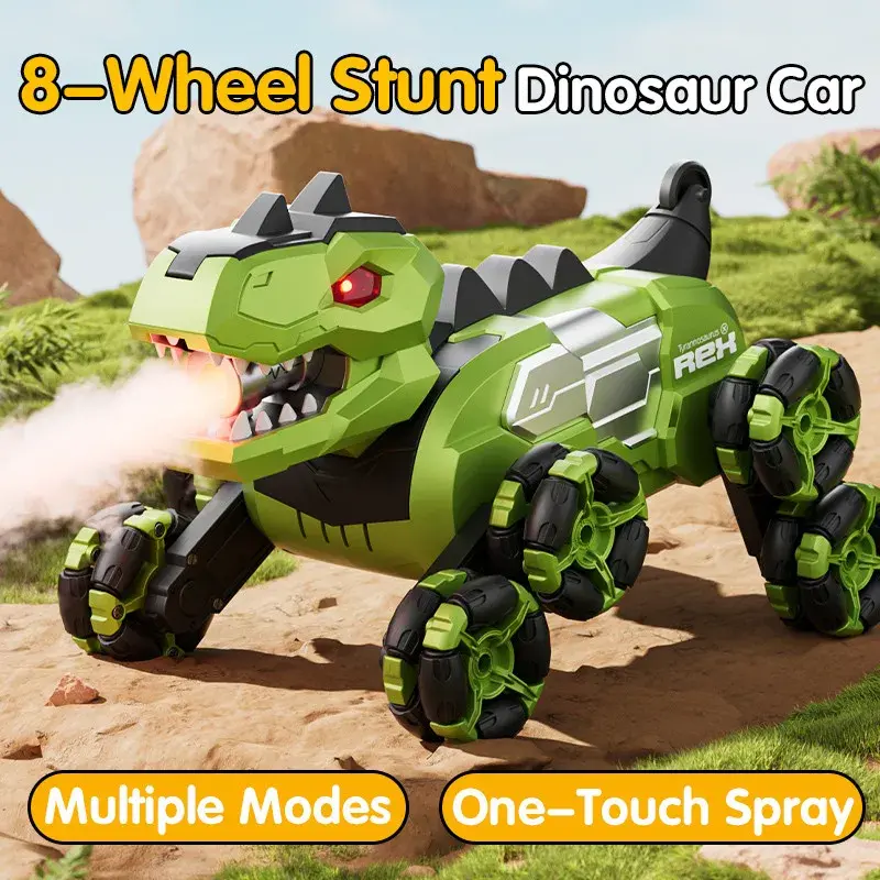 Remote Control Robot Dinosaur Spray Mist RC Stunt Car Drift Articulated Arms Transformation 8WD Off-Road Vehicle Toy for Kid