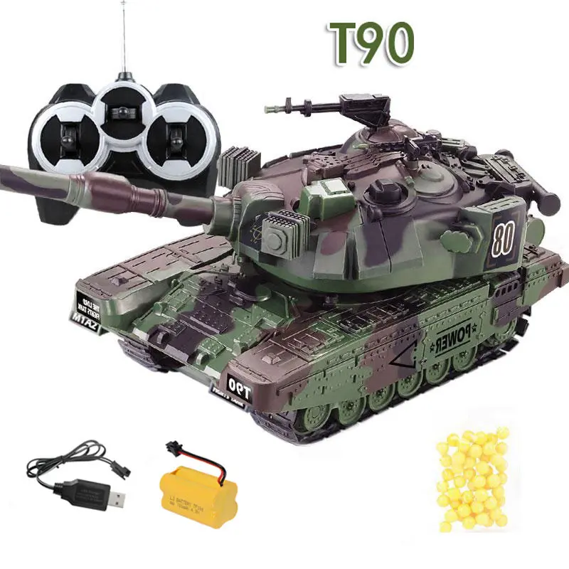 1:32 RC Battle Tank Remote Control Shooting Tank Heavy Large Interactive Military War With Shoot Bullets Electronic Car Boy Toy