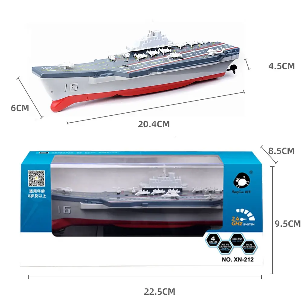 Mini RC Boat Aircraft Carrier Military Model Remote Control Ship 2.4G Electronic Wireless RC Warship Toys for Boys Kids Gifts