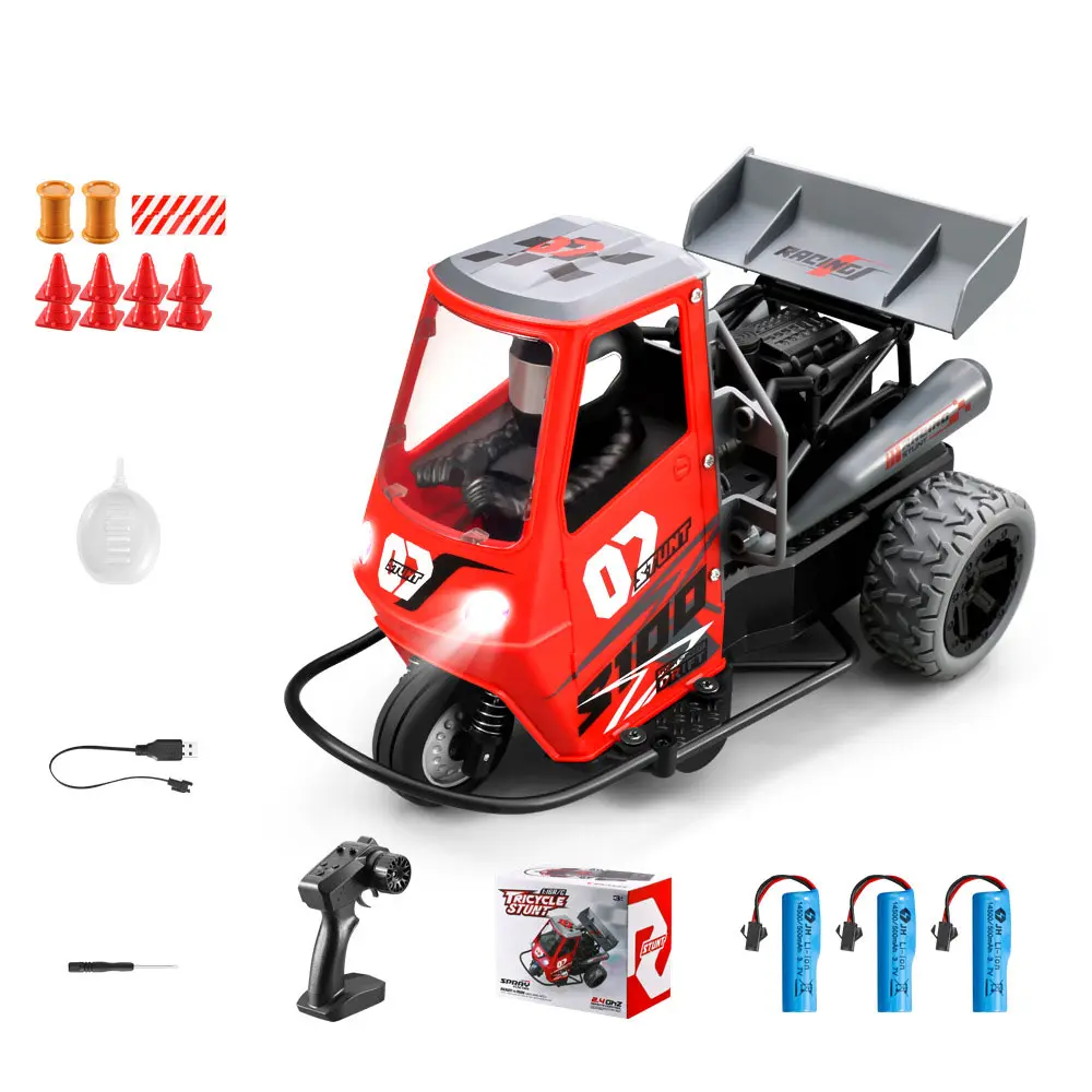1:16 RC Tricycle Spraying Fog Remote Control Car With LED Light Off-Road Drifting Electronic Car Toy Competitive Game Boys Gift