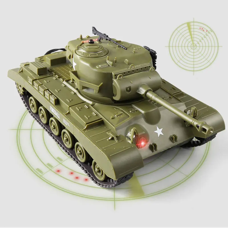 Remote Control Tank 1/30 Infrared Battle RC Tank Electronic M4A3 M26 Tank Toys With Sound LED Military Model Boys Birthday Gift