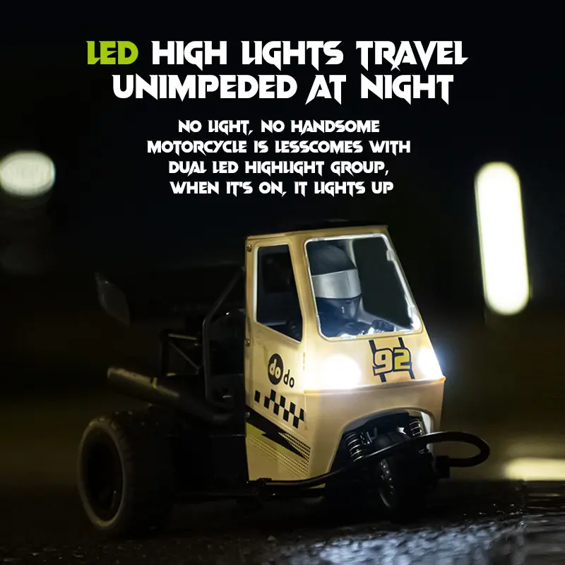 1:16 RC Tricycle Spraying Fog Remote Control Car With LED Light Off-Road Drifting Electronic Car Toy Competitive Game Boys Gift