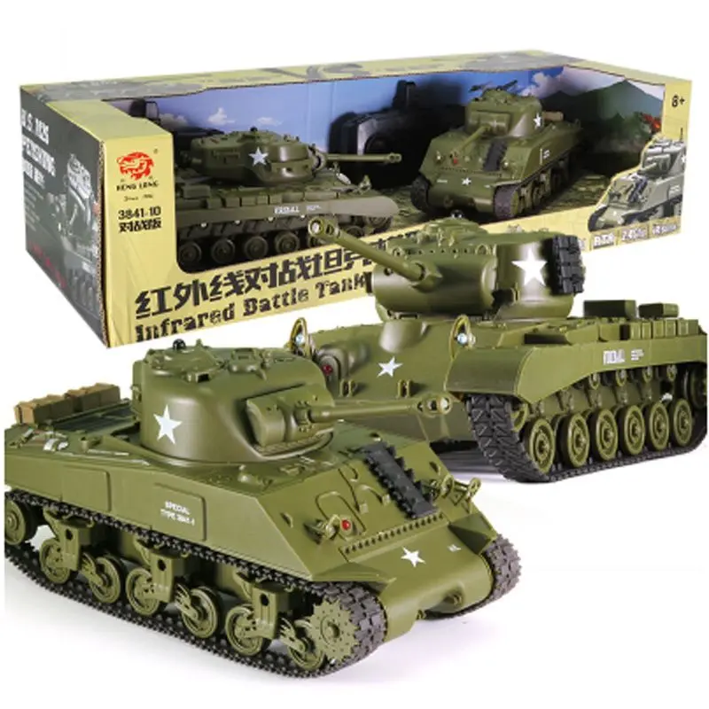 Remote Control Tank 1/30 Infrared Battle RC Tank Electronic M4A3 M26 Tank Toys With Sound LED Military Model Boys Birthday Gift