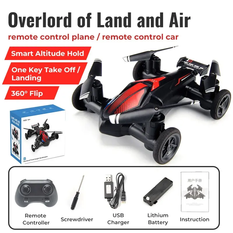 HD RC Mini Drone Remote Control Air-Ground Fly RC Car 360° Rotation RC Quadcopter Light One-key Return Model RC Helicopter Toy
