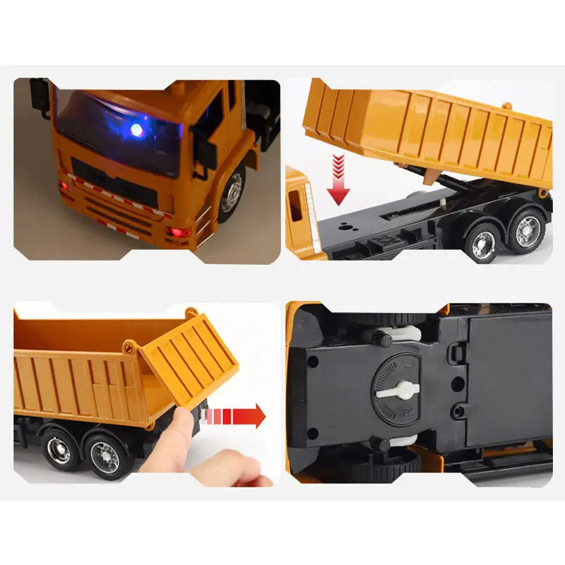 RC Truck Big Remote Control Simulation Dumper With LED Engineering Off Road RC Car Electronic Chargeable Toy Boys Birthday Gift