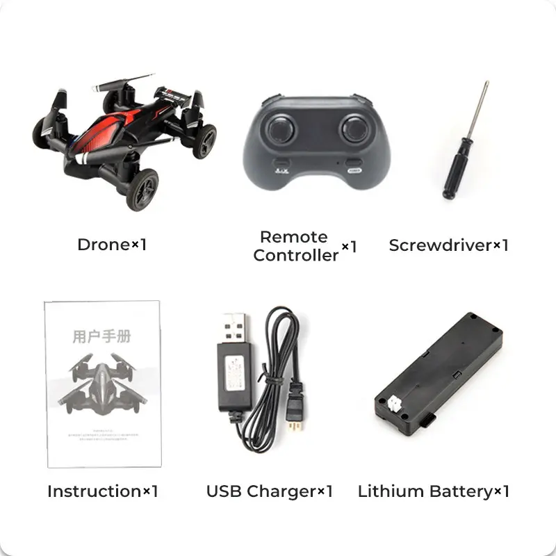 HD RC Mini Drone Remote Control Air-Ground Fly RC Car 360° Rotation RC Quadcopter Light One-key Return Model RC Helicopter Toy