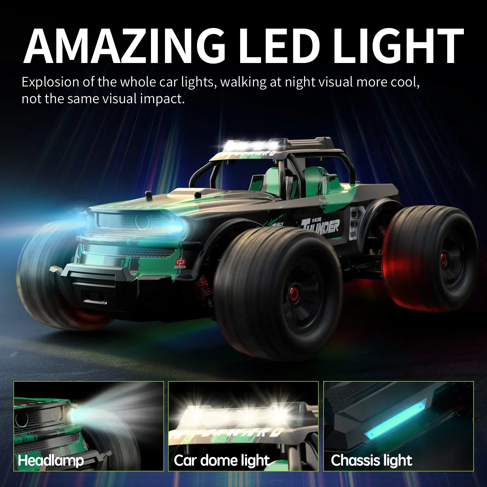 45KM/H Remote Control Car 2.4G High Speed Vehicle 1:14 Model Off Road Climbing Drift Monster Truck With LED Light Boys Gift Toy