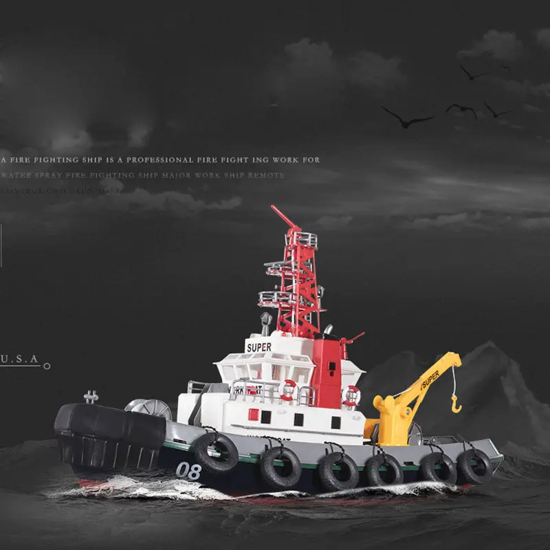60CM RC Fire Boat Spray Water 10KM/H Remote Control Speedboat High Speed Racing Big RC Boat Endurance 20 Minutes Kids Boys Gift