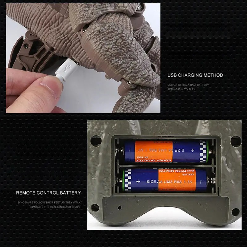 RC Dinosaur With LED Sound 2.4G Walking Remote Control Velociraptor RC Animal USB Charge Electronic Raptor Toys For Kids