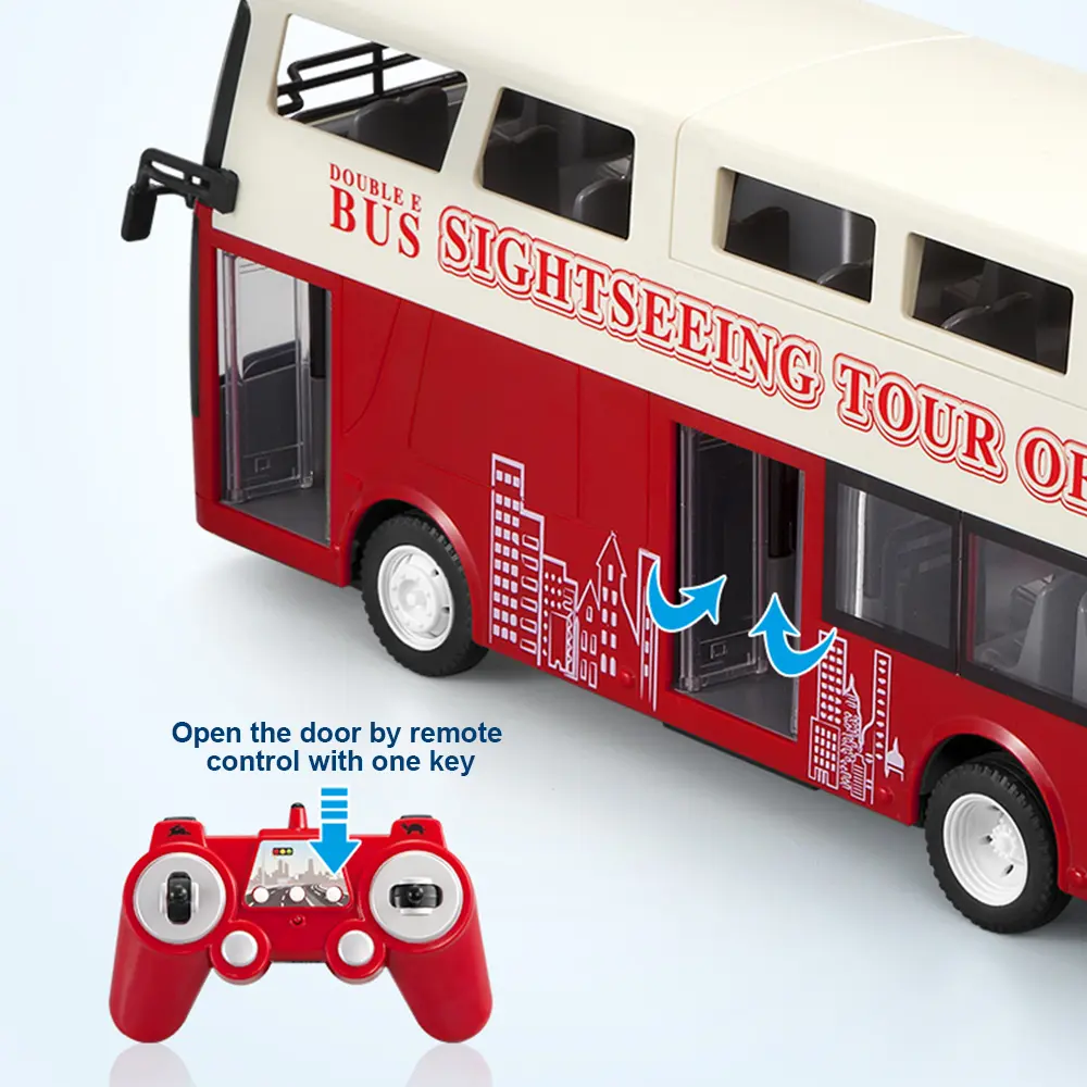 1:12 RC Bus 2.4G Remote Control Car Double-decker 2.9km/h With LED Sound RC Electronic Vehicle Toy One Key Open Door Kids Gift