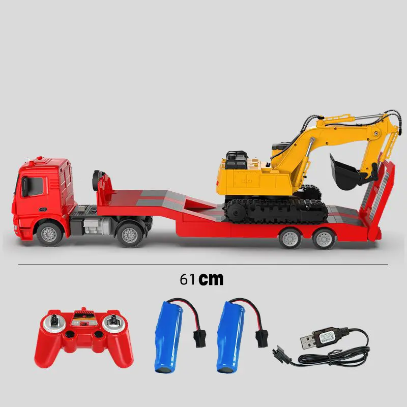 Remote Control Trailer RC Truck Big Electronic Simulation Car With LED Engineering Car Chargeable Vehicle Toy Kids Birthday Gift