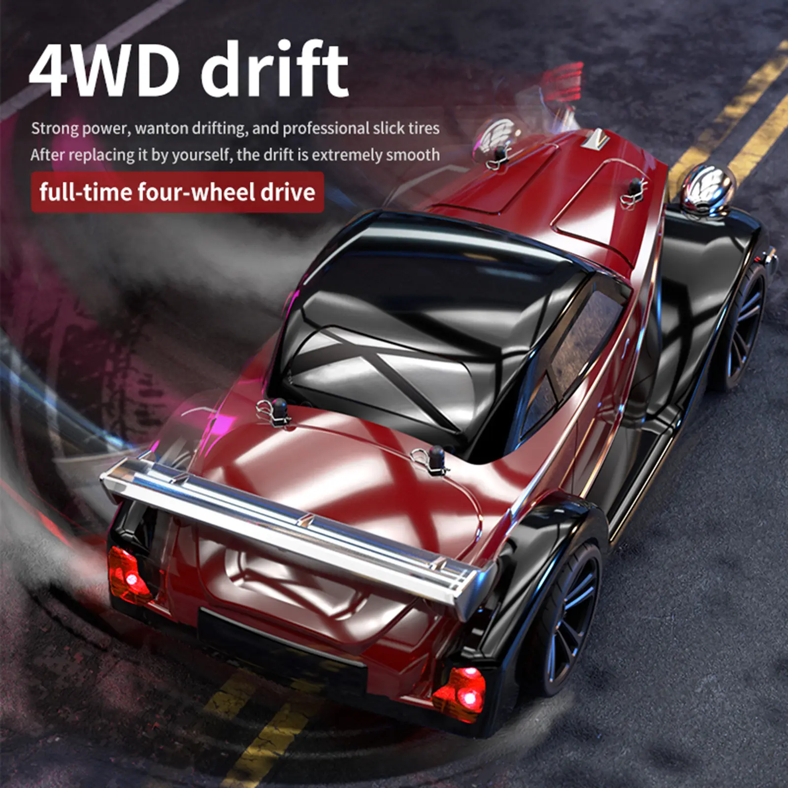 1/16 Stunt RC Car Electric 4WD Flat Run Drift Car Remote Control 2.4GHz Fast Classic Retro Off-road Car With Light For Boy Gift