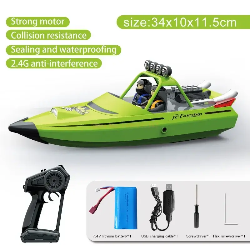 2.4g Wireless Remote Control Boat Electric Turbine Jet High-Speed RC Speedboat Boy Racing Big RC Yacht Model Christmas Gift