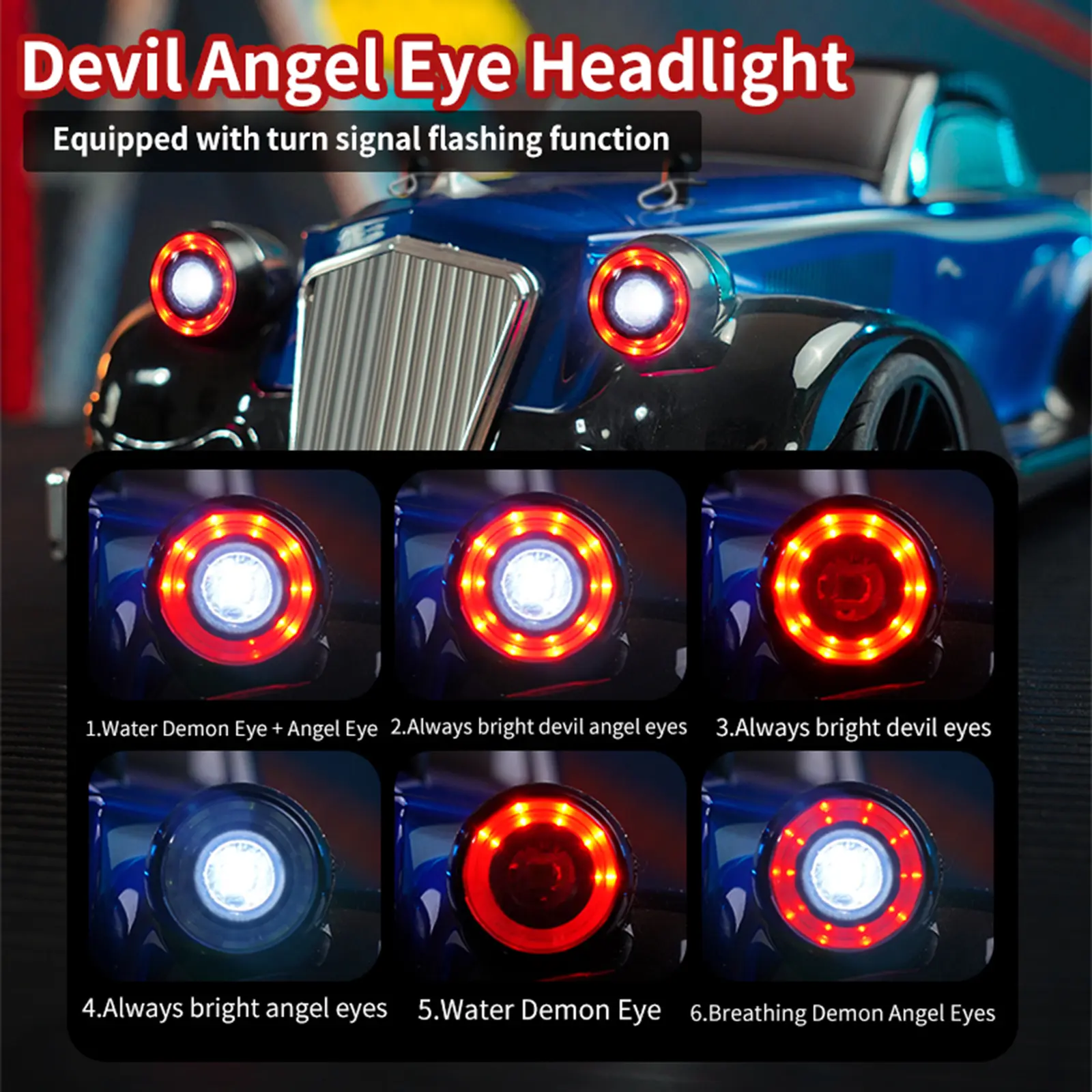1/16 Stunt RC Car Electric 4WD Flat Run Drift Car Remote Control 2.4GHz Fast Classic Retro Off-road Car With Light For Boy Gift