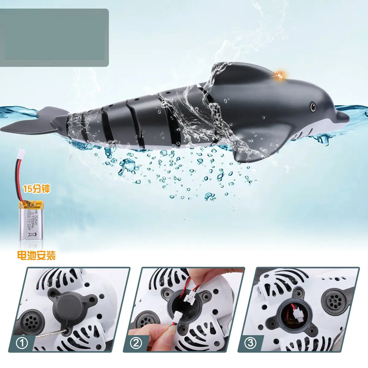 RC Boat Electronic Robot Dolphin Spray Water Remote Control Fish Electric Animal Pet Funny Swimming in Pool Toy Kids Gift