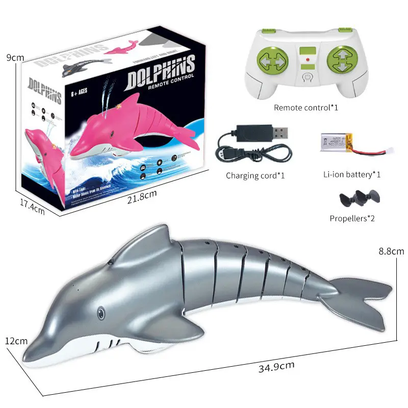 RC Boat Electronic Robot Dolphin Spray Water Remote Control Fish Electric Animal Pet Funny Swimming in Pool Toy Kids Gift