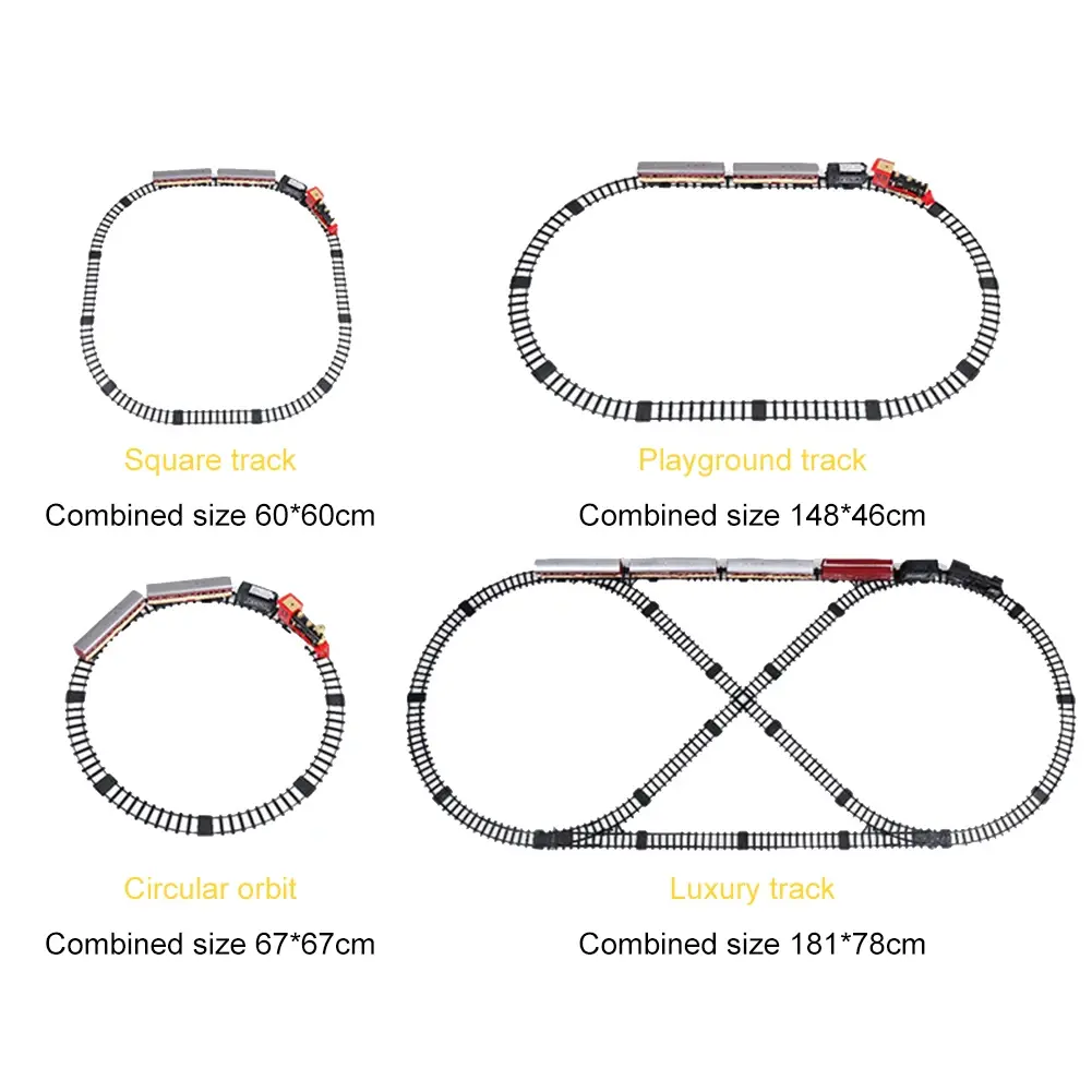 Electronic Train Toy Set Car Railway And Tracks Steam Locomotive Diecast Engine Building Block Train Game For Kids Birthday Gift
