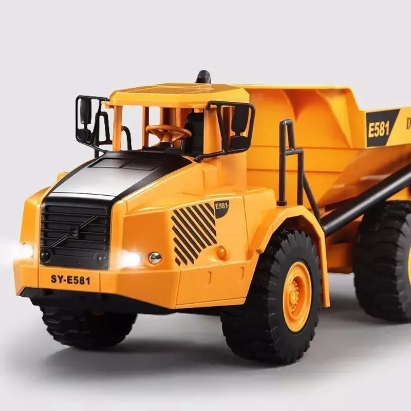 RC Truck Remote Control Engineering Car Articulated Frame With LED Music RC Dumper Toy 9CH Electronic Vehicle Model Kids Gift