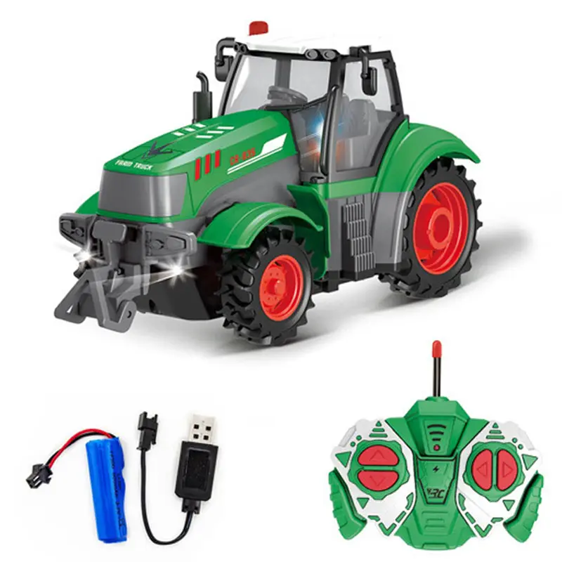 1:24 RC Car 27MHZ Radio Remote Control Farm Tractors Trailer Agricultural Trucks LED RC Farming Electronic Vehicle Toy Kids Gift