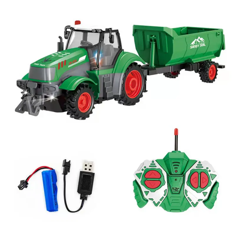 1:24 RC Car 27MHZ Radio Remote Control Farm Tractors Trailer Agricultural Trucks LED RC Farming Electronic Vehicle Toy Kids Gift