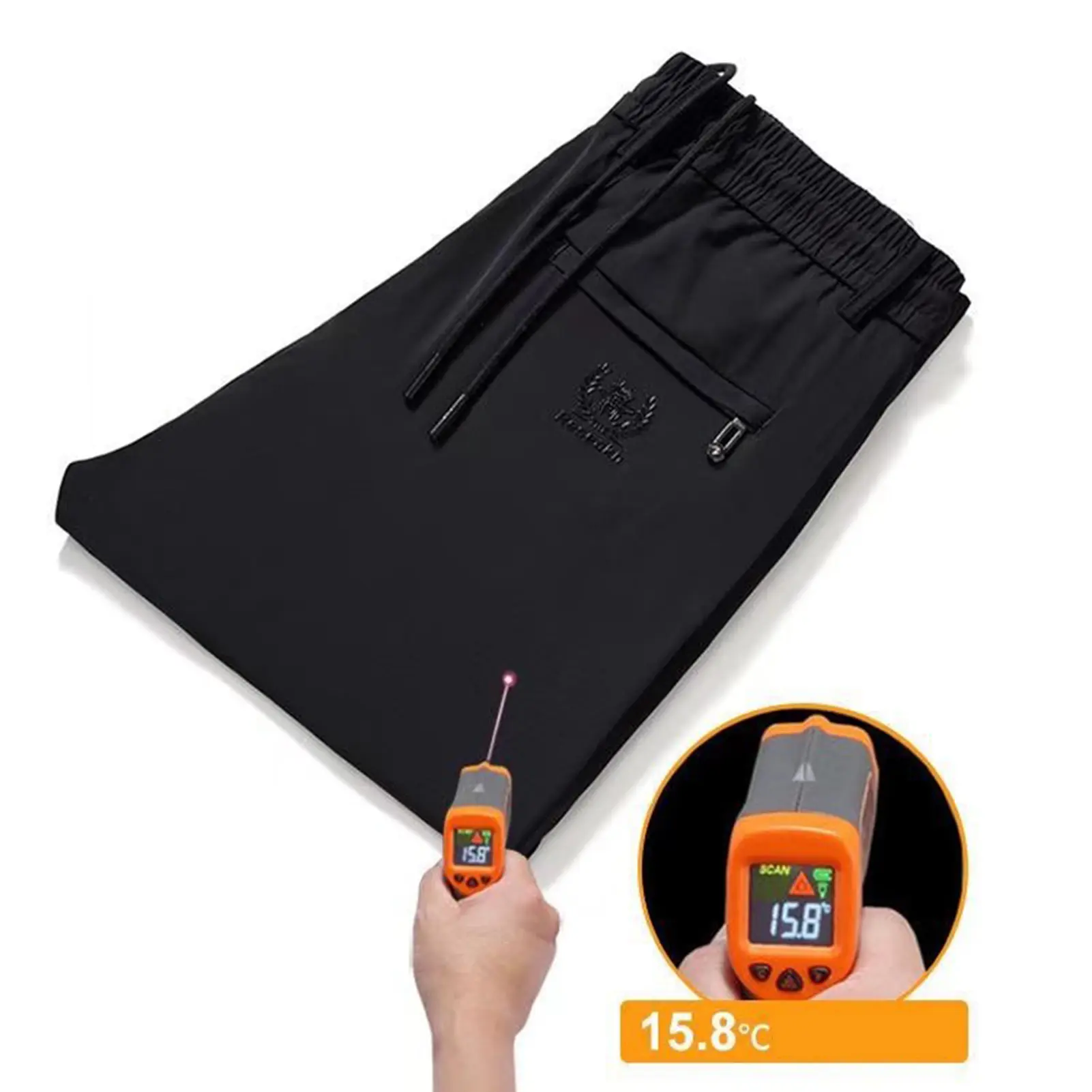 Casual Men Pants Cargo Solid Color Elastic Waist Loose Stretchy Straight Long Pants Drawstring Lace-up Male Trousers for Men