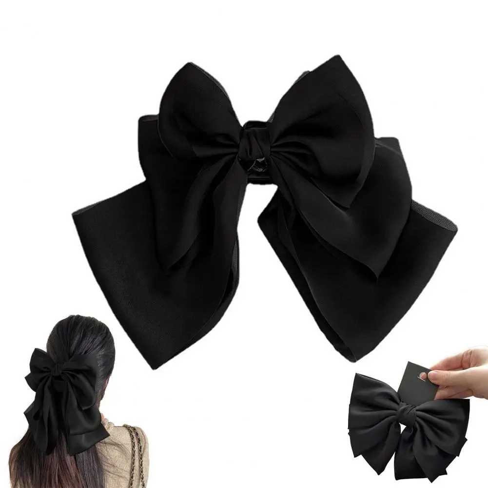 Hair-friendly Hair Clips Durable Plastic Hair Clips Elegant Satin Bowknot Hair Clips for Women Back Head Claw with for Styling