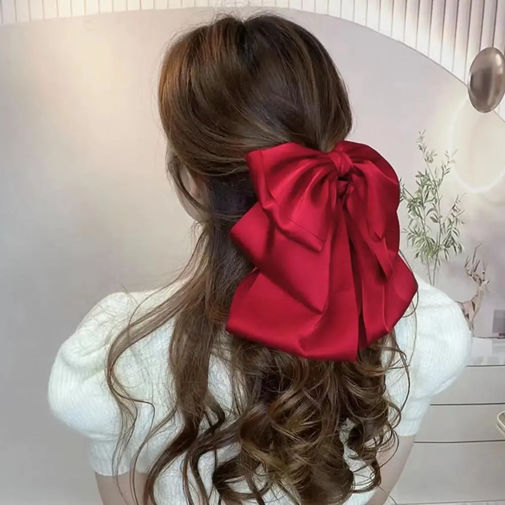 Hair-friendly Hair Clips Durable Plastic Hair Clips Elegant Satin Bowknot Hair Clips for Women Back Head Claw with for Styling