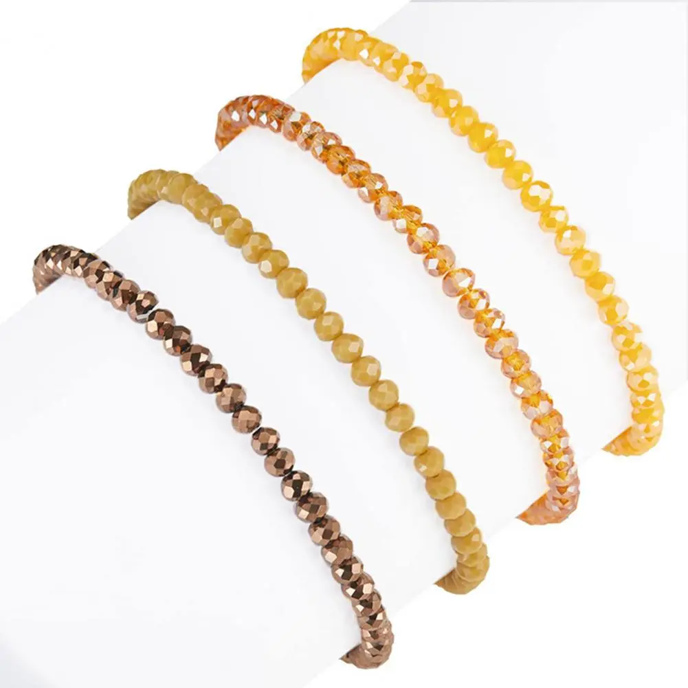 Non-fading Bracelet Simple Style Jewelry Elegant Stacked Bracelet Set with Faux Accents for Wear 4 Piece Beach Bracelet