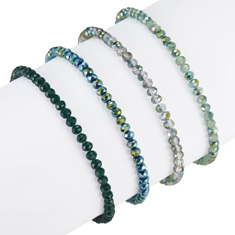 Non-fading Bracelet Simple Style Jewelry Elegant Stacked Bracelet Set with Faux Accents for Wear 4 Piece Beach Bracelet