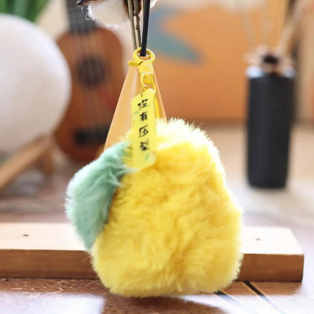 Quirky Backpack Decoration Plush Pear Doll Keychain Backpack Accessory with Furry Touch Cute Fruit Pendant Key Holder for Bags