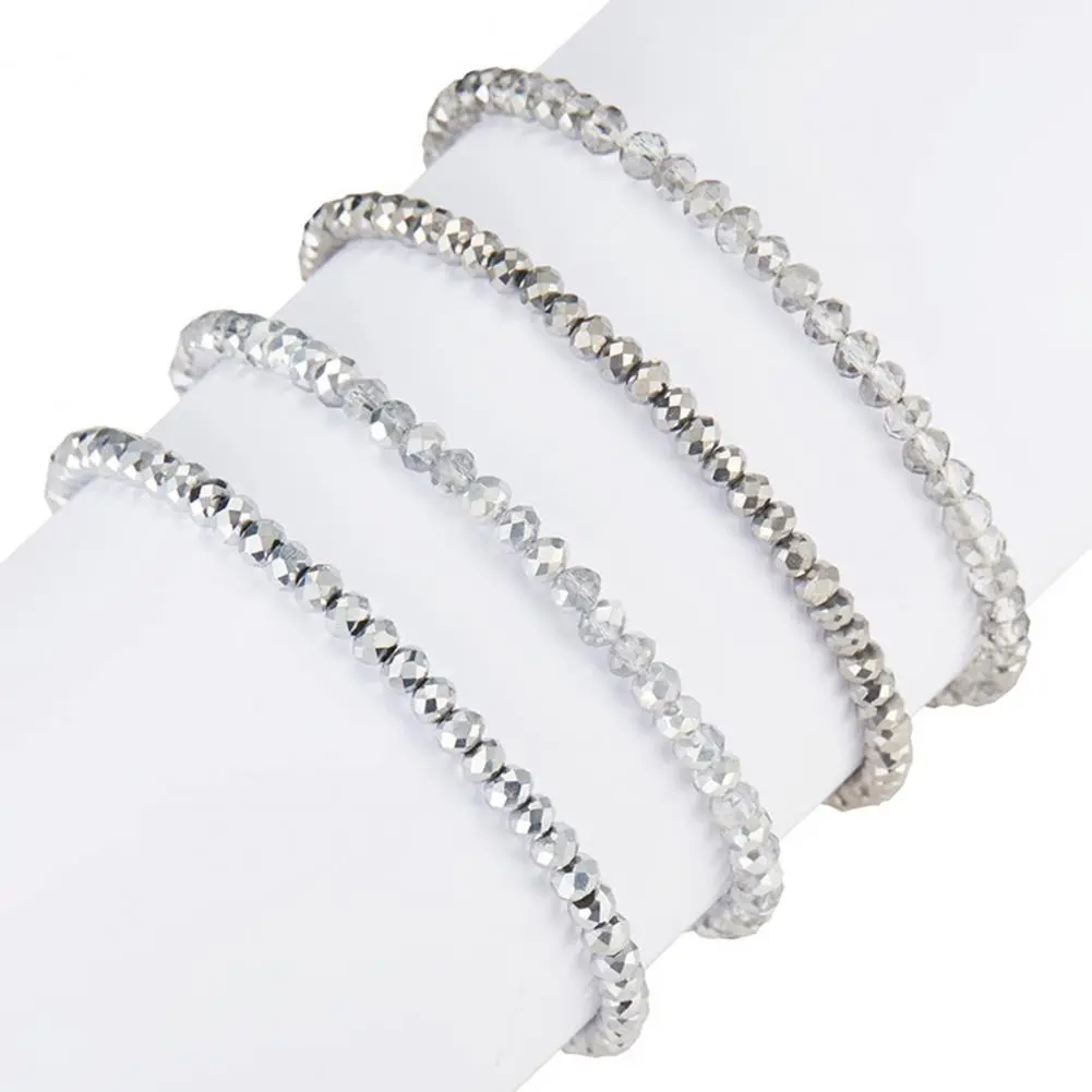 Non-fading Bracelet Simple Style Jewelry Elegant Stacked Bracelet Set with Faux Accents for Wear 4 Piece Beach Bracelet