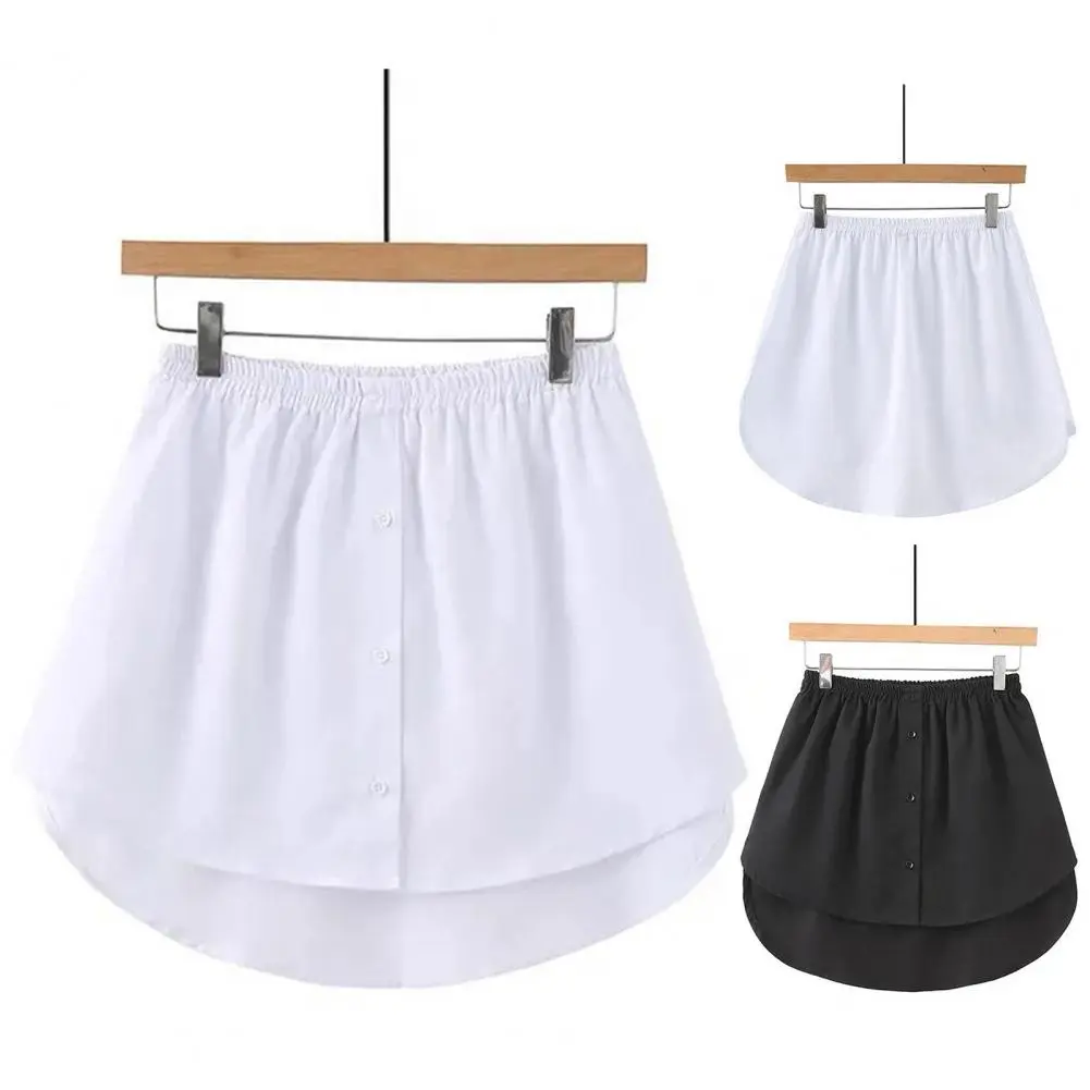 Women Solid Color Skirt Women Skirt Elastic Waist Mini Skirt with Button Decor Solid Color Short for Women Stylish for Everyday