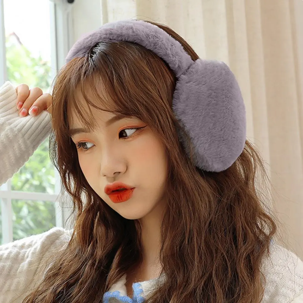 Compact Earmuffs Foldable Earmuffs Cozy Solid Color Women's Winter Earmuffs Thick Plush Anti-slip Ear Warmers for Outdoor