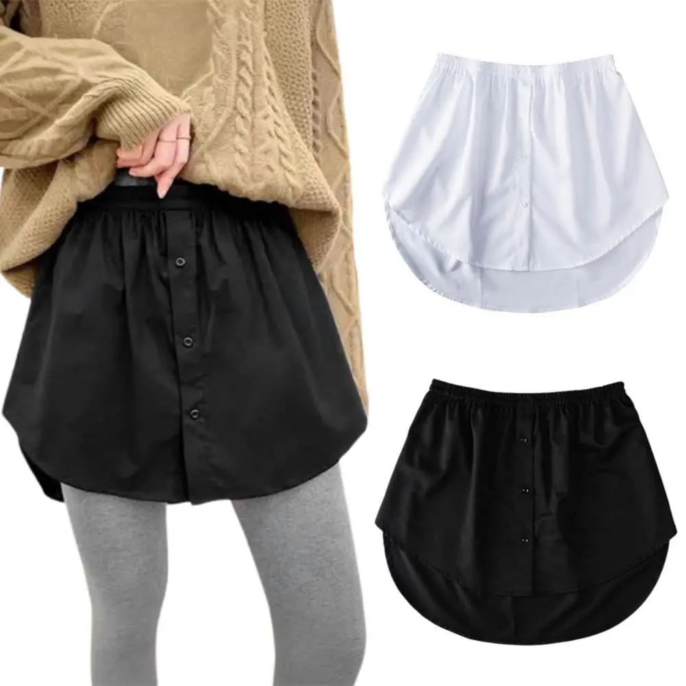 Women Solid Color Skirt Women Skirt Elastic Waist Mini Skirt with Button Decor Solid Color Short for Women Stylish for Everyday