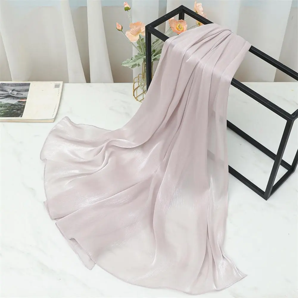 Silky Headscarf Fashionable Shawl Versatile Solid Color Women's Headscarf Shawl for Uv Protection Daily Wear Large Size Islamic