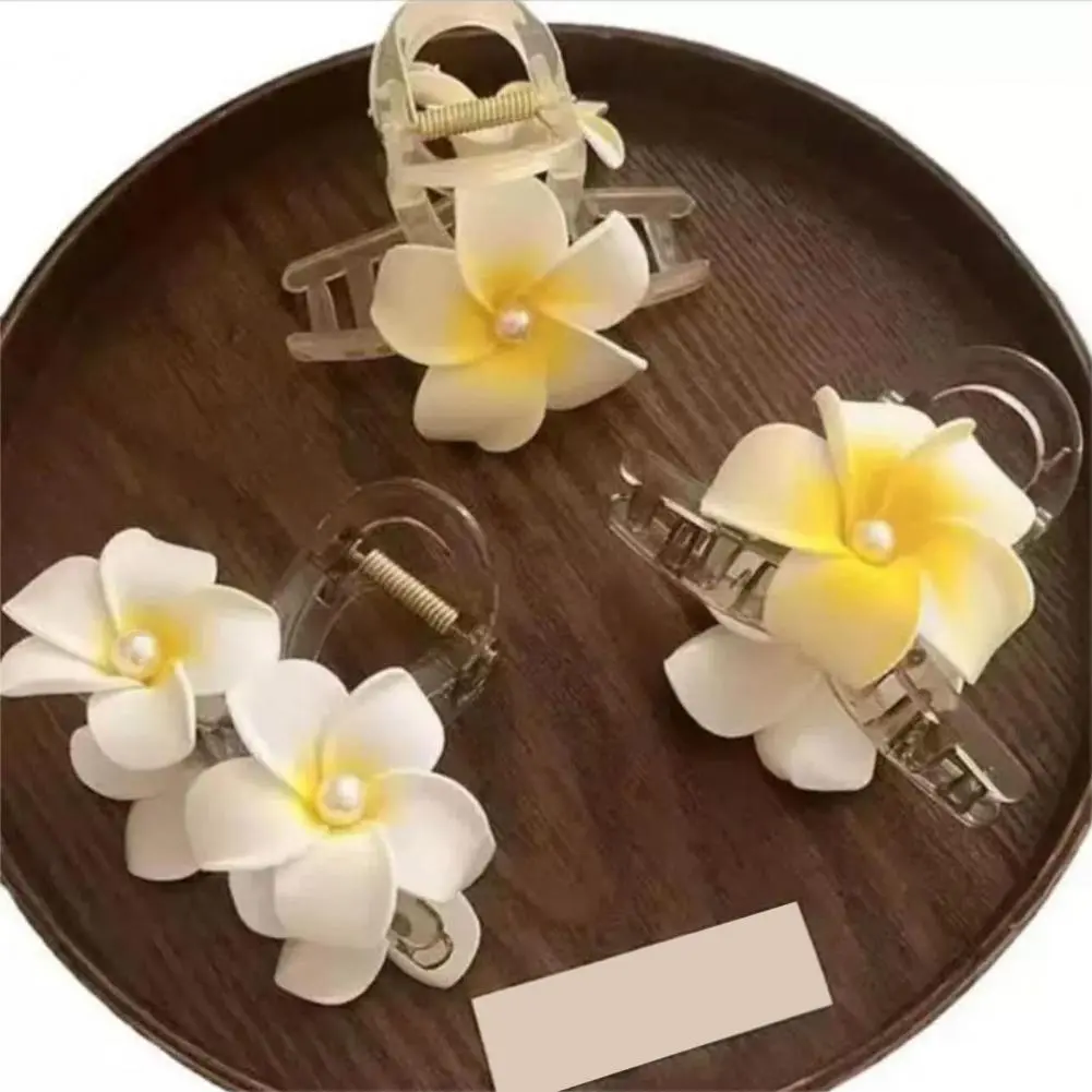 Seaside Vacation Hair Accessory Fixed Hairpin Elegant Faux Pearl 3d Flower Hair Clip for Wear Parties Decorative for Side