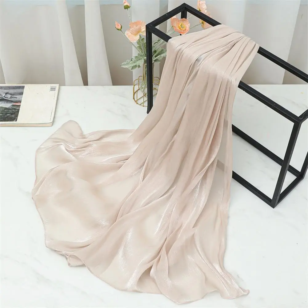 Silky Headscarf Fashionable Shawl Versatile Solid Color Women's Headscarf Shawl for Uv Protection Daily Wear Large Size Islamic