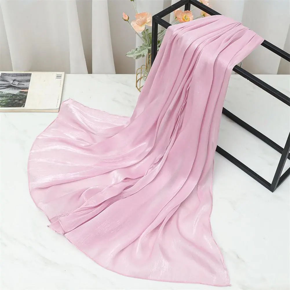 Silky Headscarf Fashionable Shawl Versatile Solid Color Women's Headscarf Shawl for Uv Protection Daily Wear Large Size Islamic