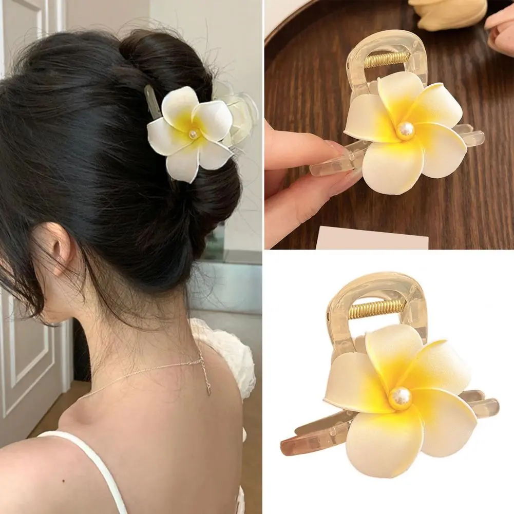 Seaside Vacation Hair Accessory Fixed Hairpin Elegant Faux Pearl 3d Flower Hair Clip for Wear Parties Decorative for Side