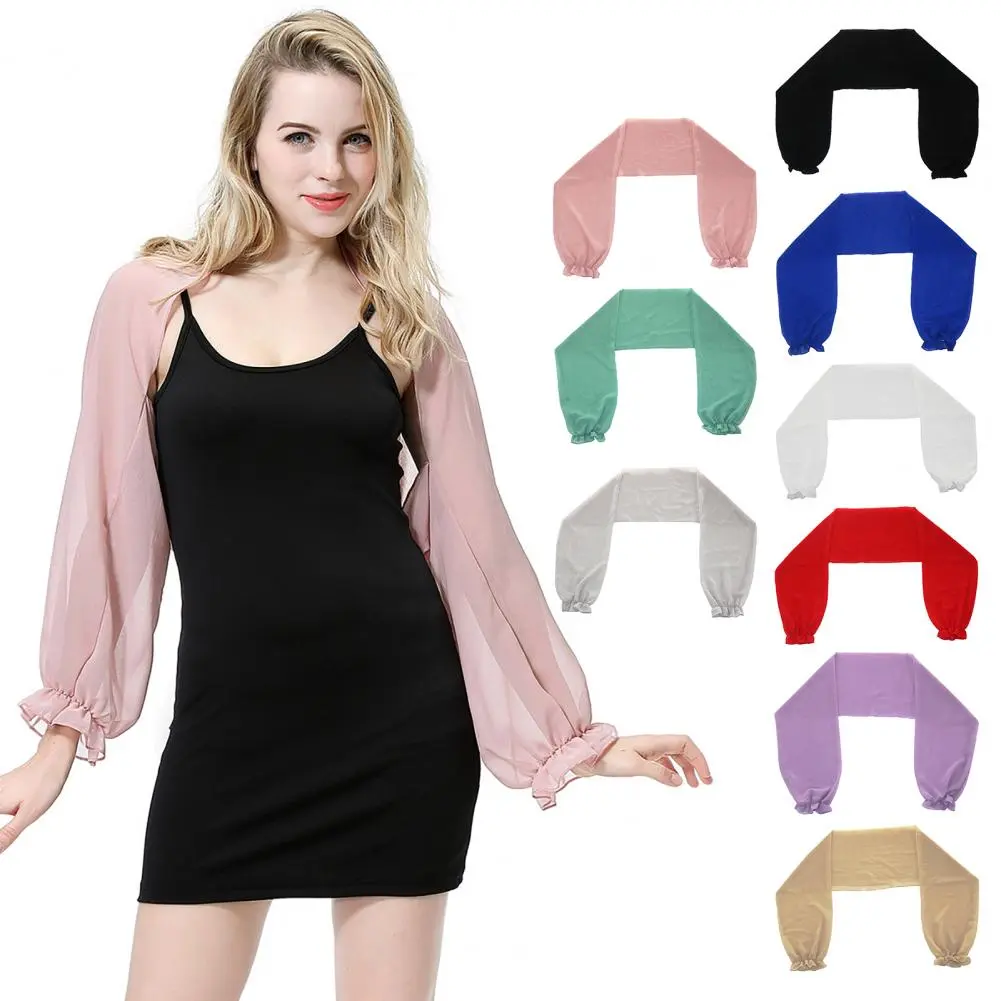 Women Chiffon Wrap Smooth Texture Shawl Elegant Chiffon Shawl with Ruffle Cuffs for Summer Sun Protection Lightweight for Women