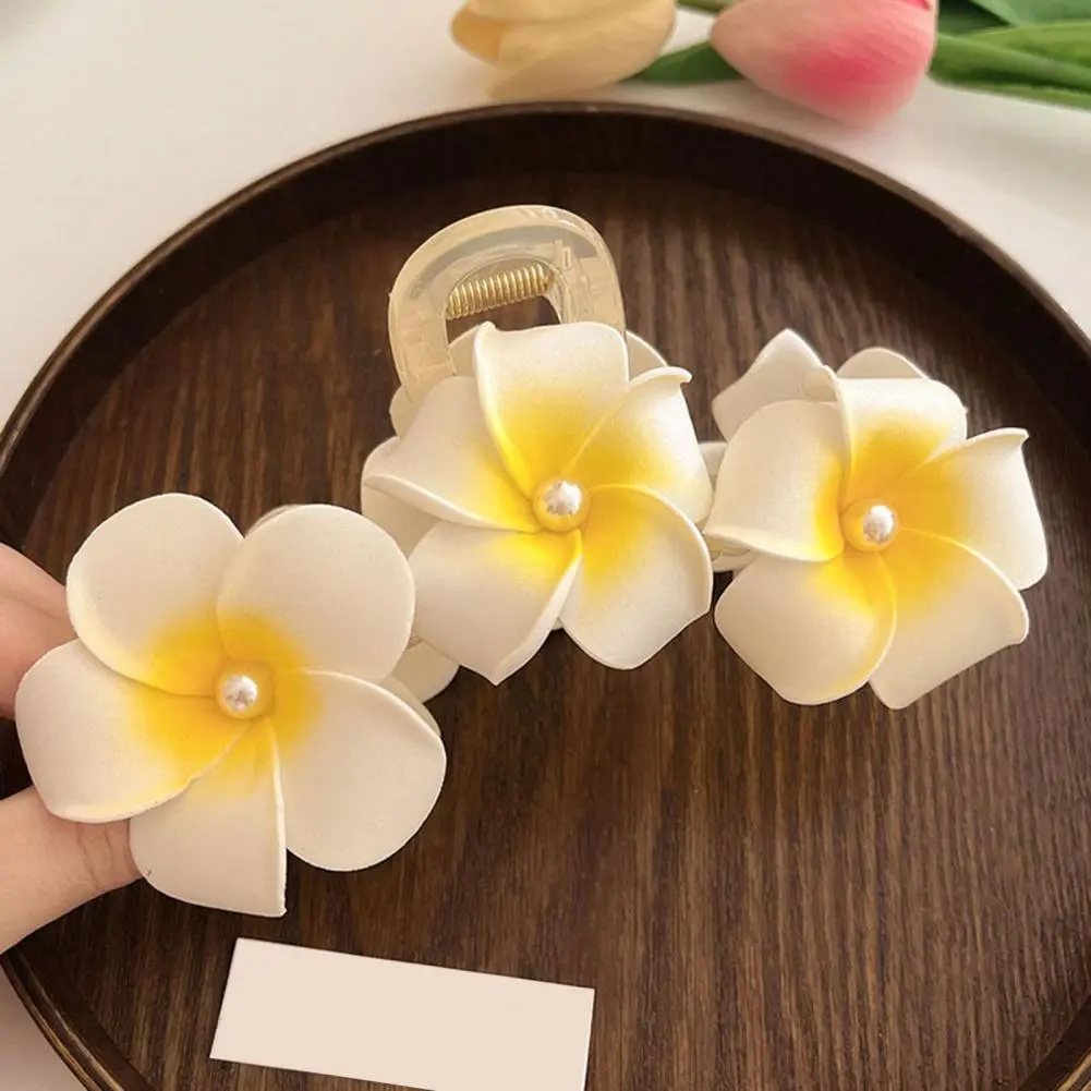 Seaside Vacation Hair Accessory Fixed Hairpin Elegant Faux Pearl 3d Flower Hair Clip for Wear Parties Decorative for Side