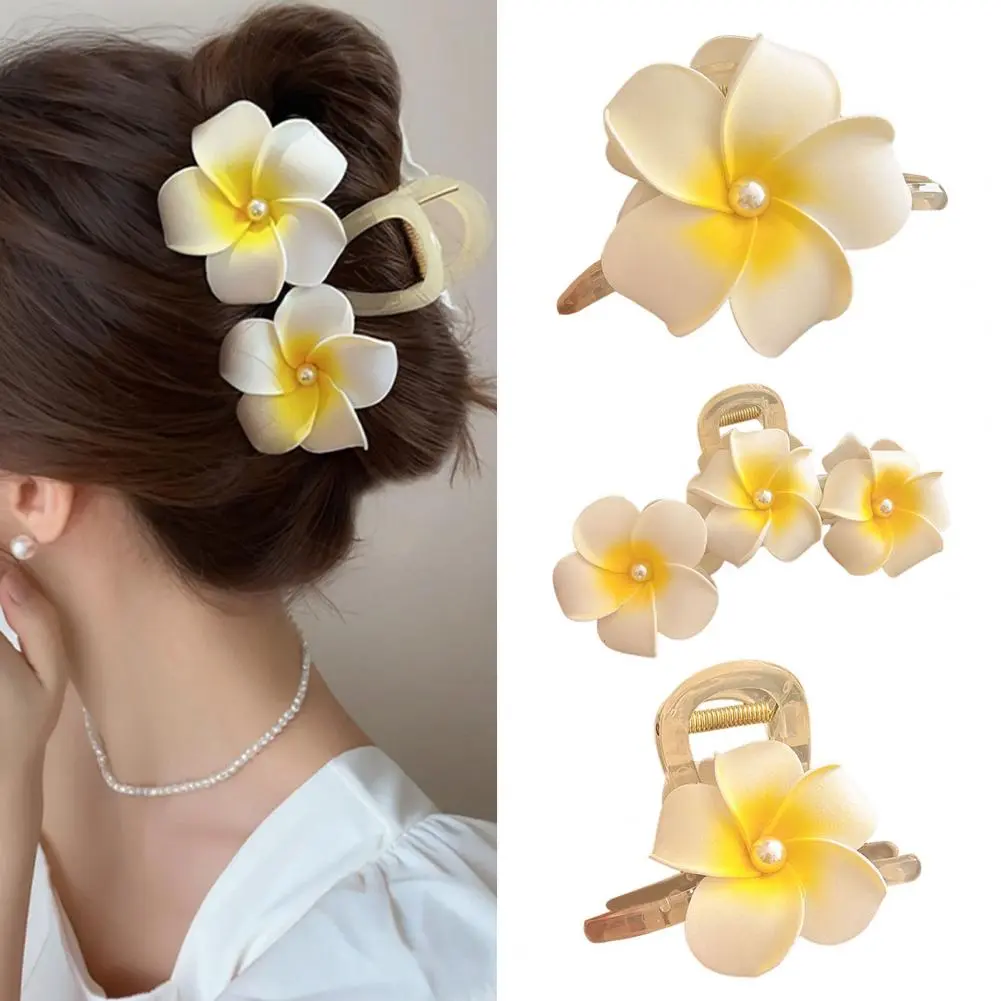 Seaside Vacation Hair Accessory Fixed Hairpin Elegant Faux Pearl 3d Flower Hair Clip for Wear Parties Decorative for Side
