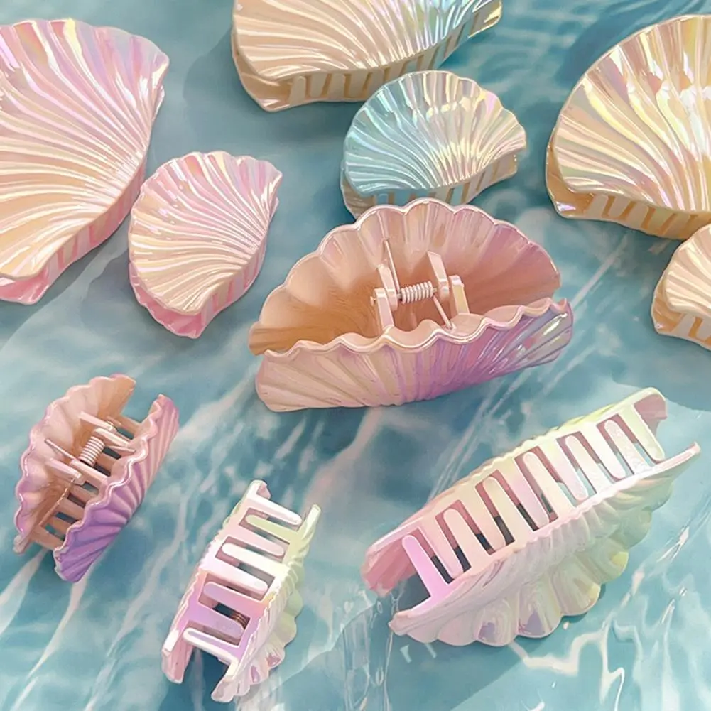 Strong Hold Hair Clip Hollow Design Hair Accessory Stylish Gradient Color Shell Shape Hair Claw with Strong for Back for Women