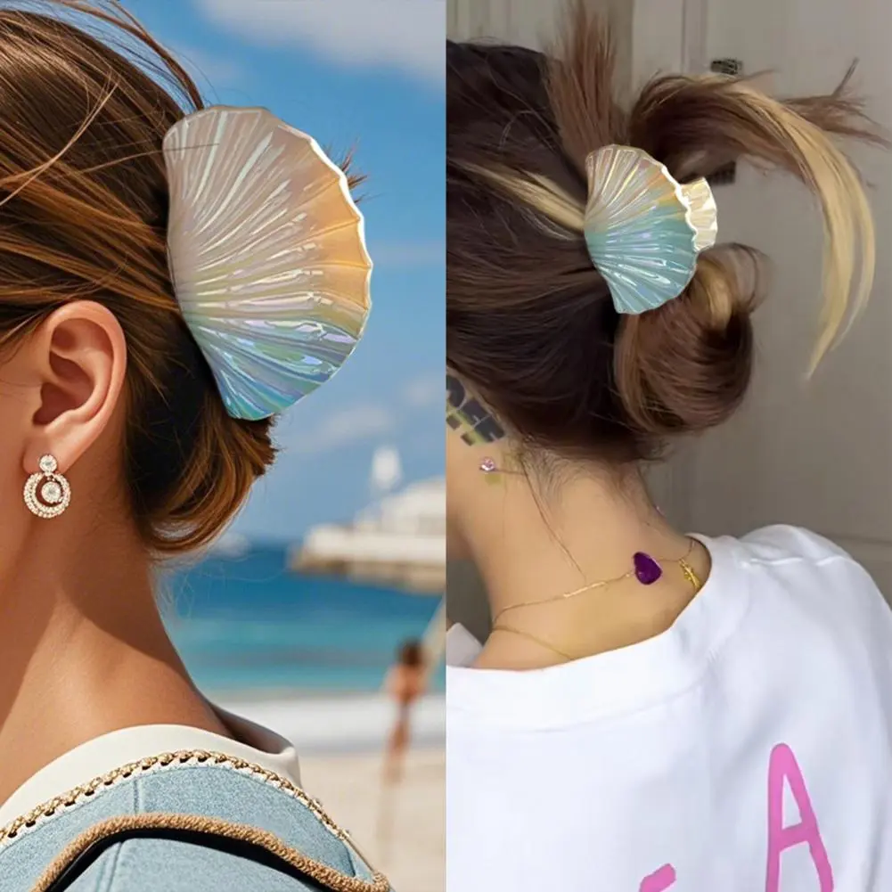 Strong Hold Hair Clip Hollow Design Hair Accessory Stylish Gradient Color Shell Shape Hair Claw with Strong for Back for Women