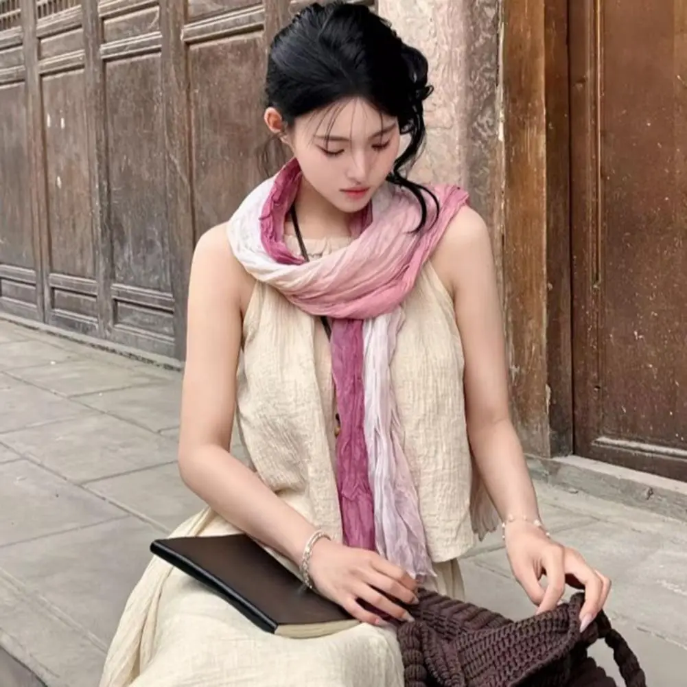 Women Tie-dye Scarf Tie-dye Women's Scarf Soft All-weather Shawl for Autumn/winter Versatile Outdoor Accessory with Smooth