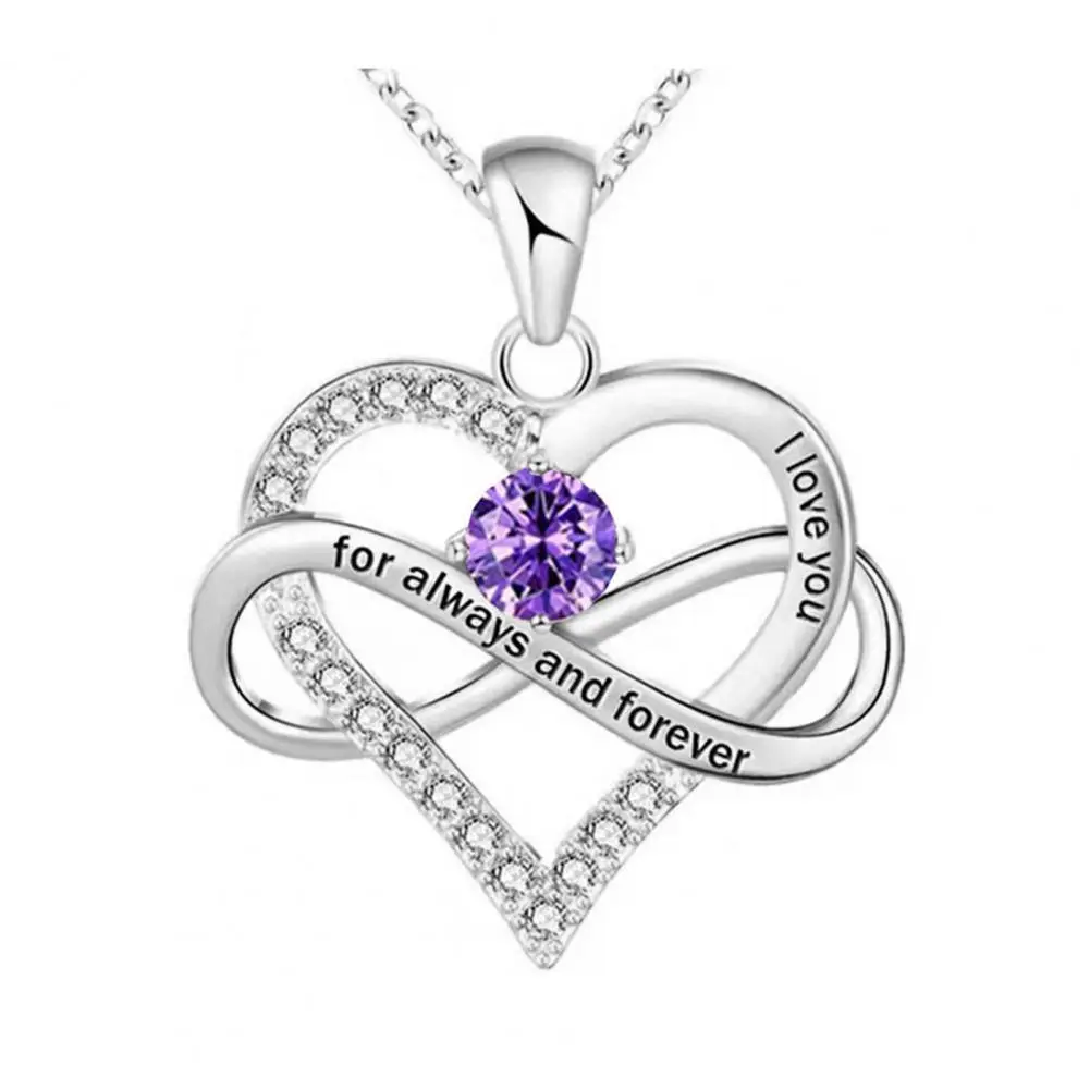 Silver Heart Necklace Anniversary Gift Necklace Romantic Heart Necklace for Women Cubic Zirconia Pendant for Valentine's for Her