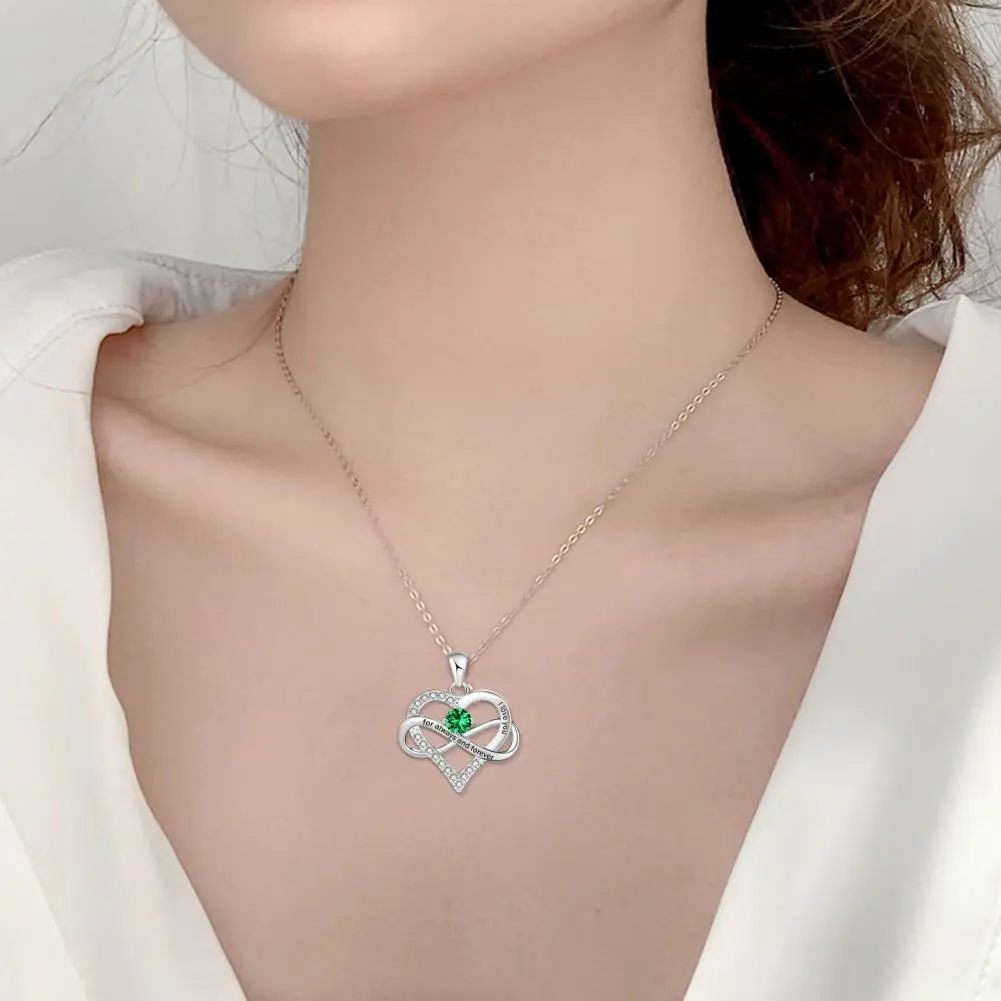 Silver Heart Necklace Anniversary Gift Necklace Romantic Heart Necklace for Women Cubic Zirconia Pendant for Valentine's for Her